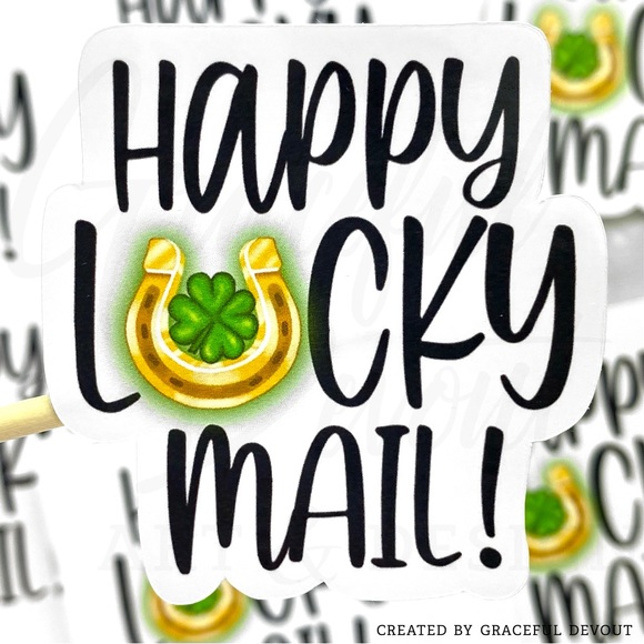 🍀Happy Lucky Mail - 2" (inches) Sticker (96ct.)  [GD46-96] - Picture 2 of 5